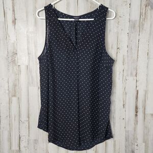 Talbots Georgette Tunic Tank Black Dots Size 1 1X